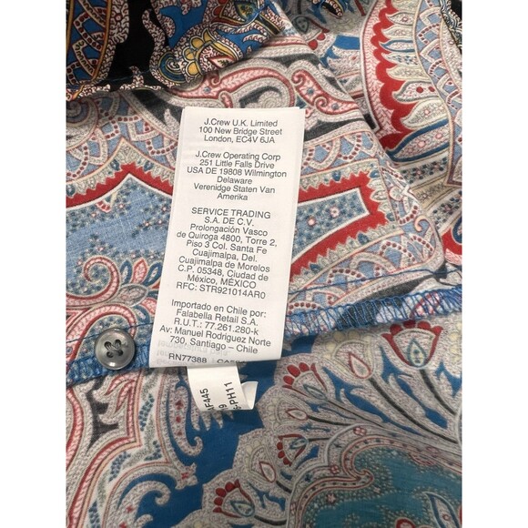 NWOT J Crew Slim Perfect Women Shirt in Ratti® Mediterranean Paisley Sz 4 - Picture 7 of 9